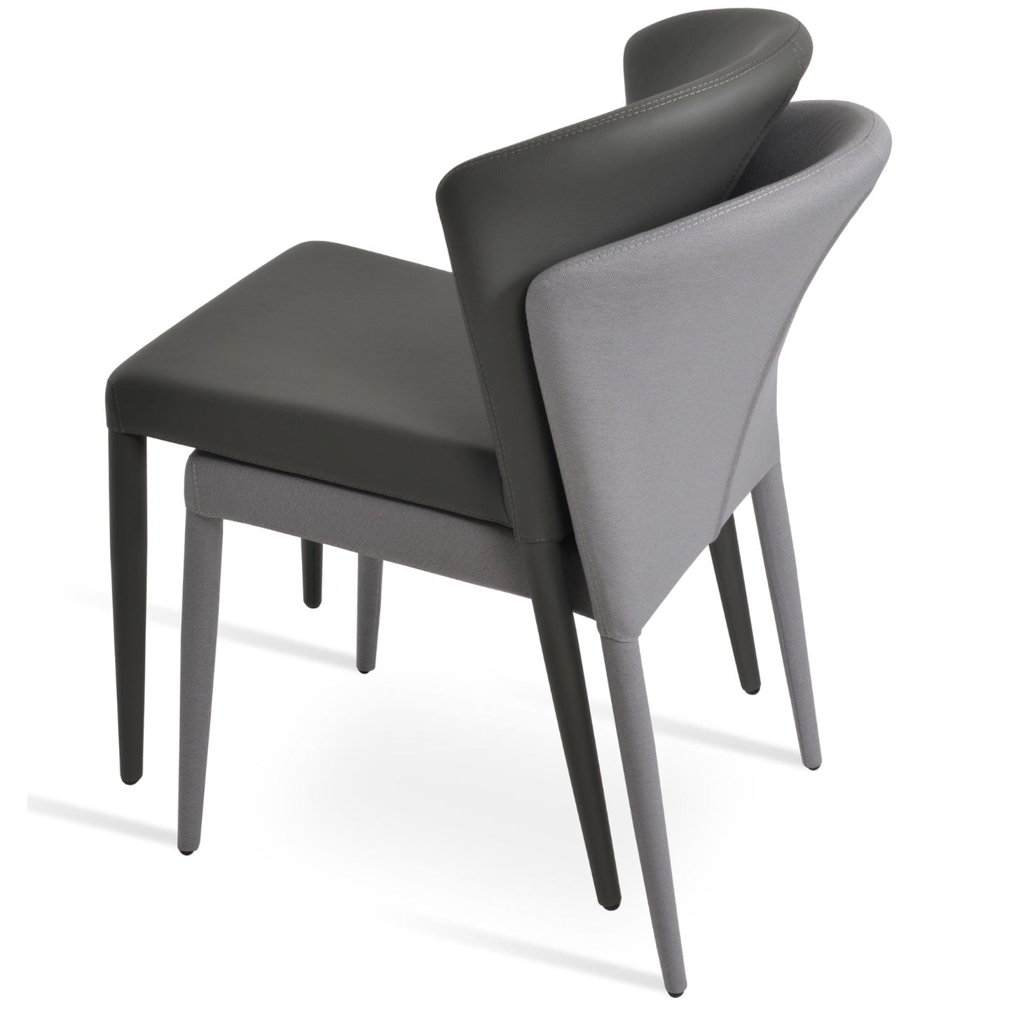 sohoConcept Kitchen & Dining Room Chairs Capri Stackable Restaurant Chairs | Grey Leather Metal Dining Chairs