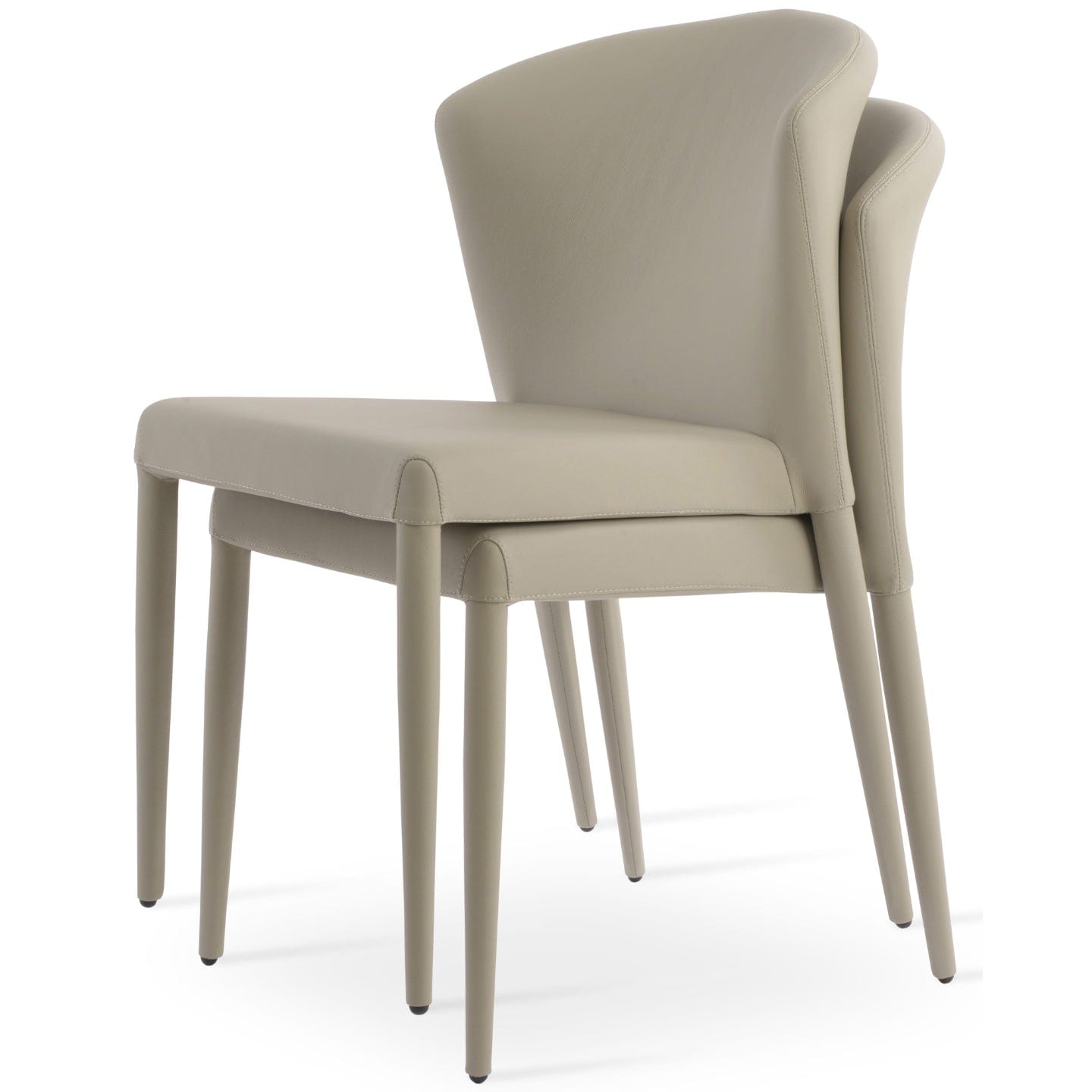 sohoConcept Kitchen & Dining Room Chairs Capri Stackable Restaurant Chairs | Cream Leather Metal Dining Chairs