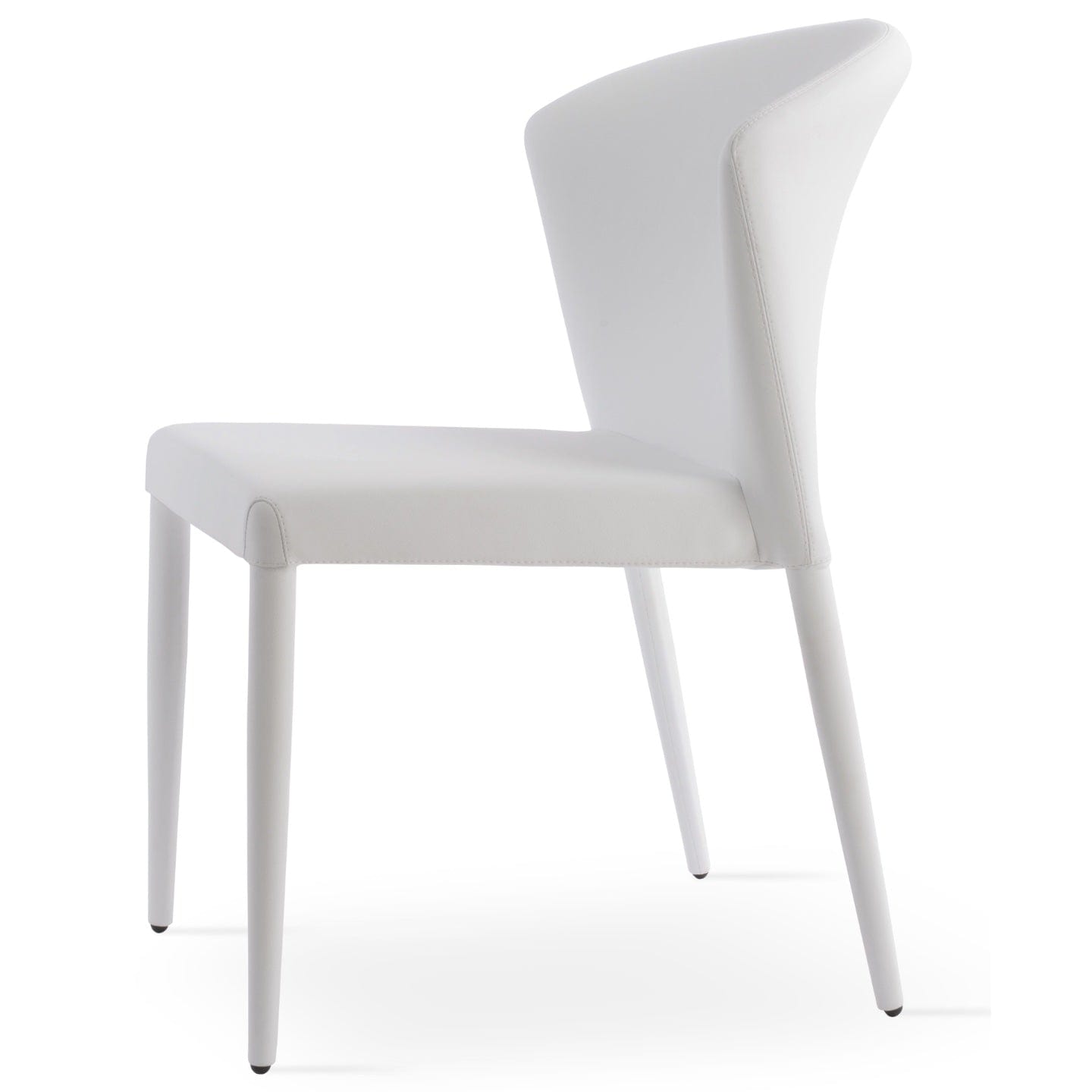 sohoConcept Kitchen & Dining Room Chairs Capri Stackable Restaurant Chairs | White Leather Metal Dining Chairs