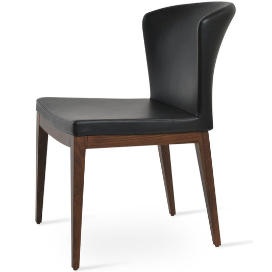 sohoConcept Kitchen & Dining Room Chairs Capri Wood Chairs | Black Leather Wooden Dining Chairs