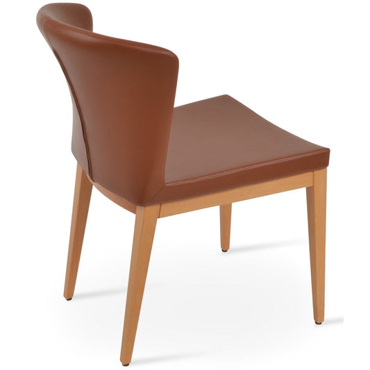 Brown Leather Dining Chair Capri Wood - Your Bar Stools Canada