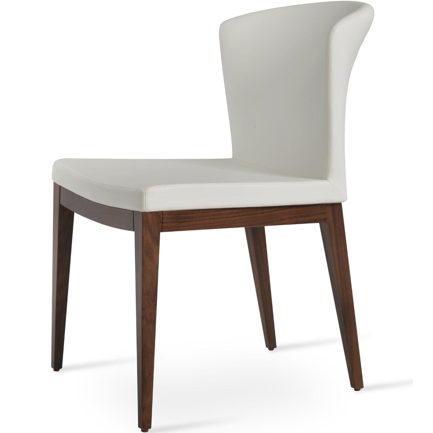 White Leather Dining Chairs Capri Wood - Your Bar Stools Canada