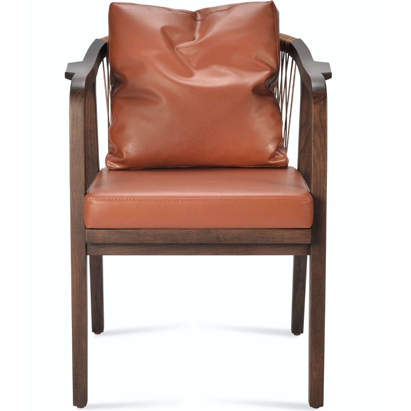 Soho Concept drops-armchair-wood-base-faux-leather-seat-dining-chair-in-cinnamon