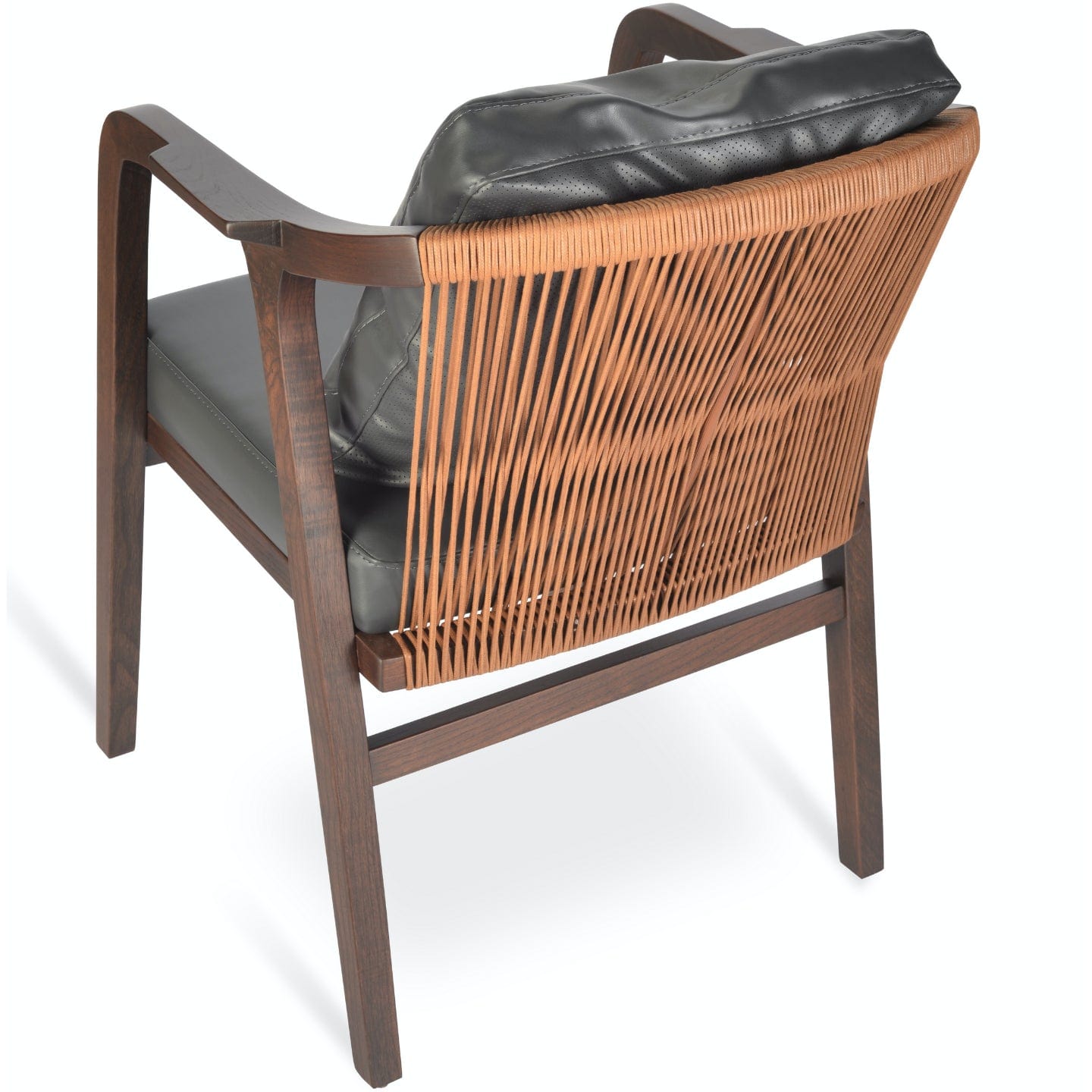 Soho Concept drops-fauteuil-base-bois-assise-simili-cuir-chaise-de-salle-à-manger-en-gris