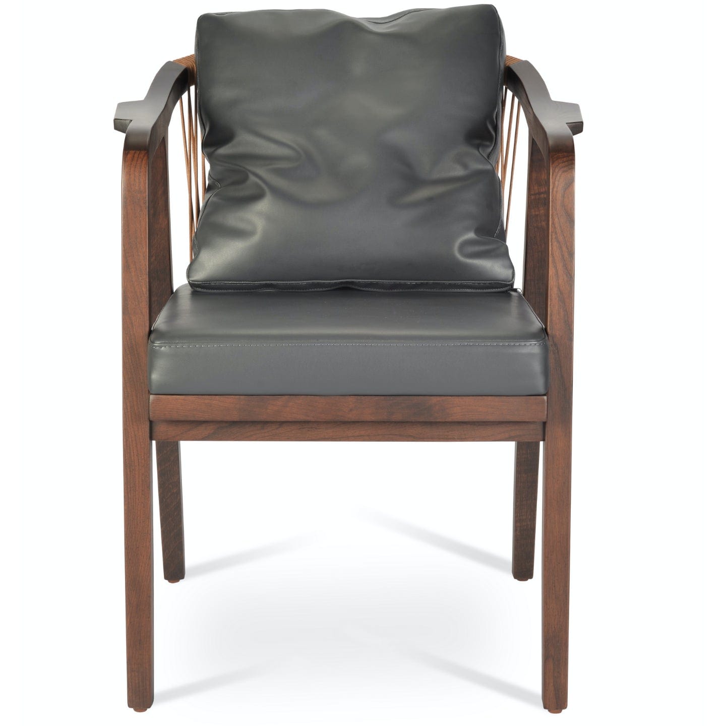 Soho Concept drops-armchair-wood-base-faux-leather-seat-dining-chair-in-grey