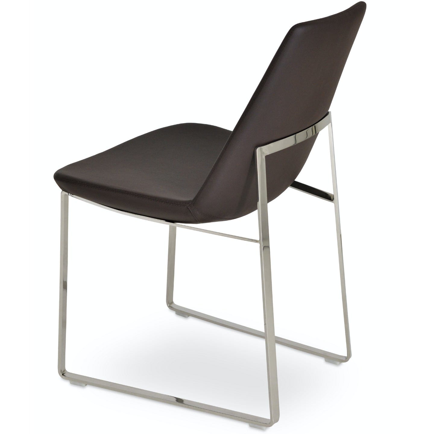 Soho Concept eiffel-sled-metal-base-faux-leather-seat-dining-chair-in-brown