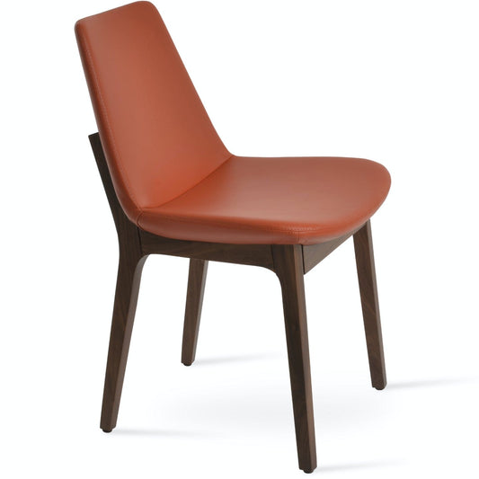Soho Concept eiffel-wood-wood-base-faux-cuir-siege-chaise-de-salle-a-manger-en-brique