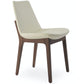 Soho Concept eiffel-wood-wood-base-faux-cuir-siège-chaise-de-salle-à-manger-crème