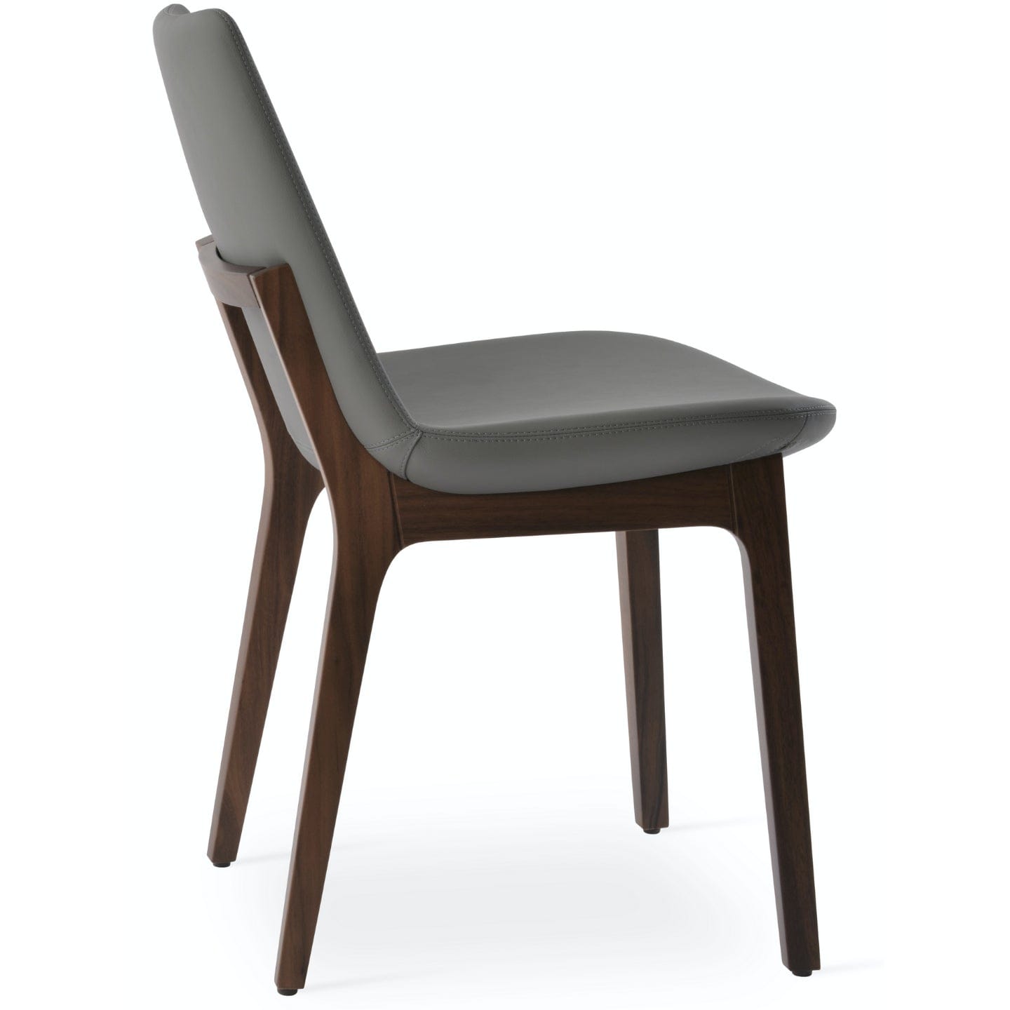 Soho Concept eiffel-wood-wood-base-faux-cuir-siège-chaise-de-salle-à-manger-en-gris