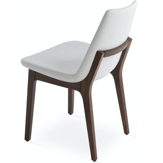 Soho Concept eiffel-wood-wood-base-faux-cuir-siège-chaise-de-salle-à-manger-en-blanc