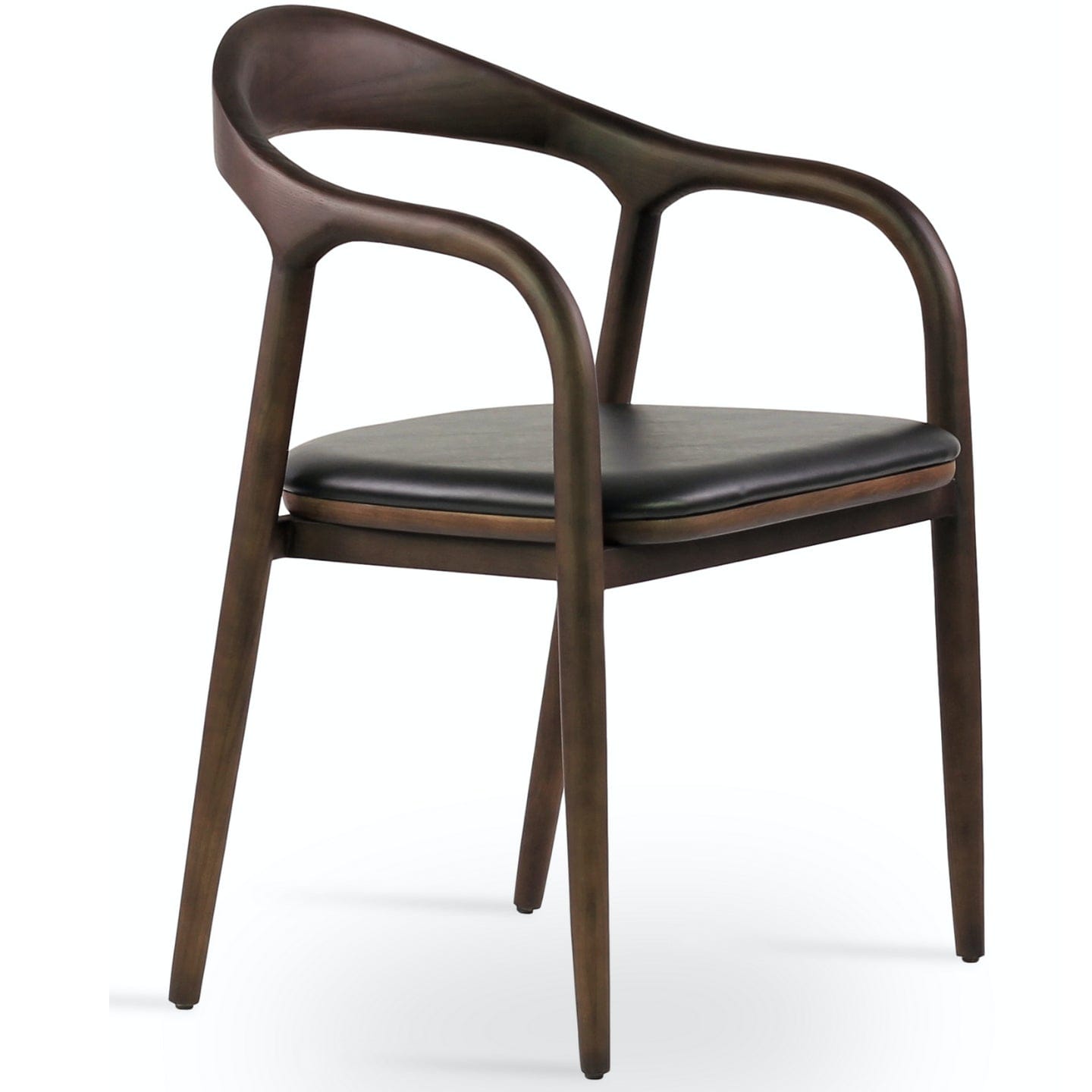 Soho Concept infinity-fauteuil-noyer-base-en-bois-similicuir-assise-chaise-de-salle-à-manger-en-noir