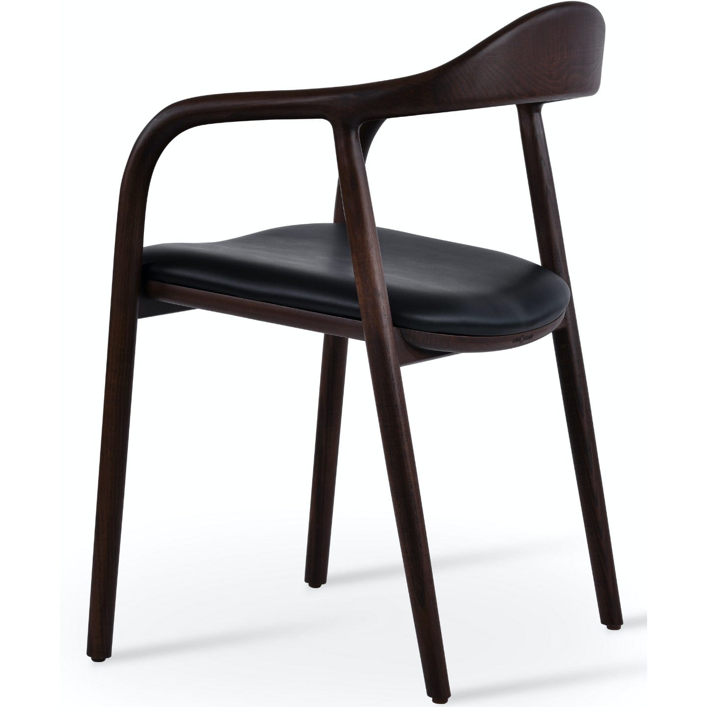 Soho Concept infinity-armchair-walnut-wood-base-faux-leather-seat-dining-chair-in-black