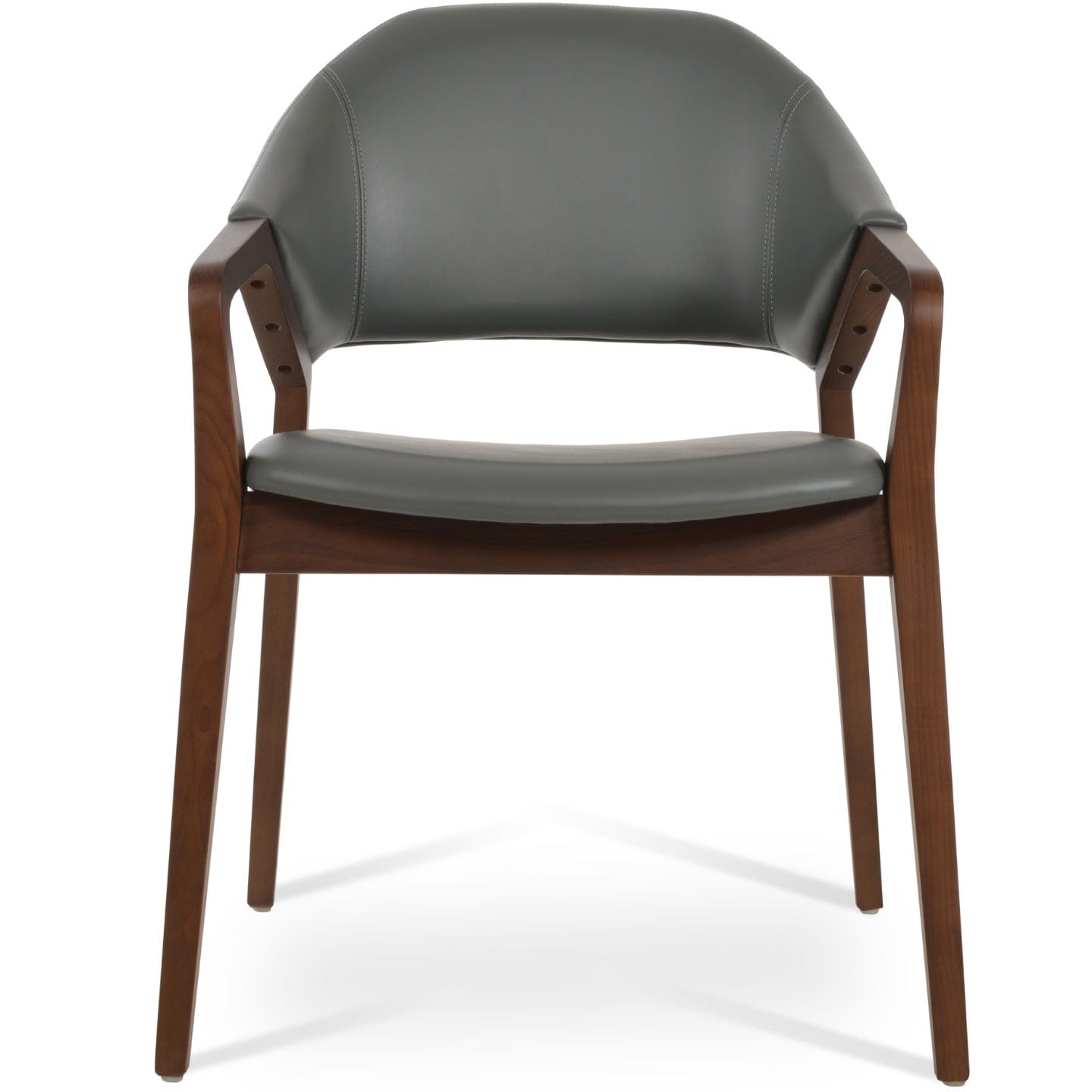 sohoConcept Kitchen & Dining Room Chairs Luna Wood Dining ArmChair | Grey Leather Dining Chair