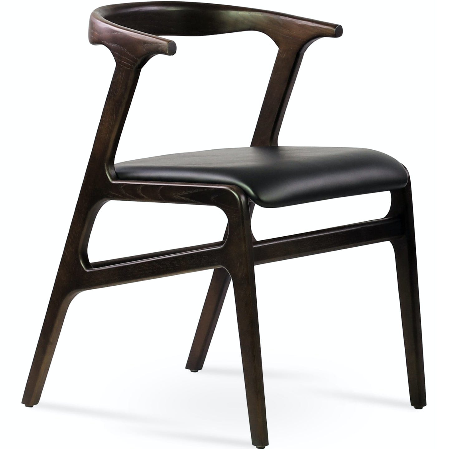 Soho Concept morelato-armchair-walnut-wood-base-faux-leather-seat-dining-chair-in-black