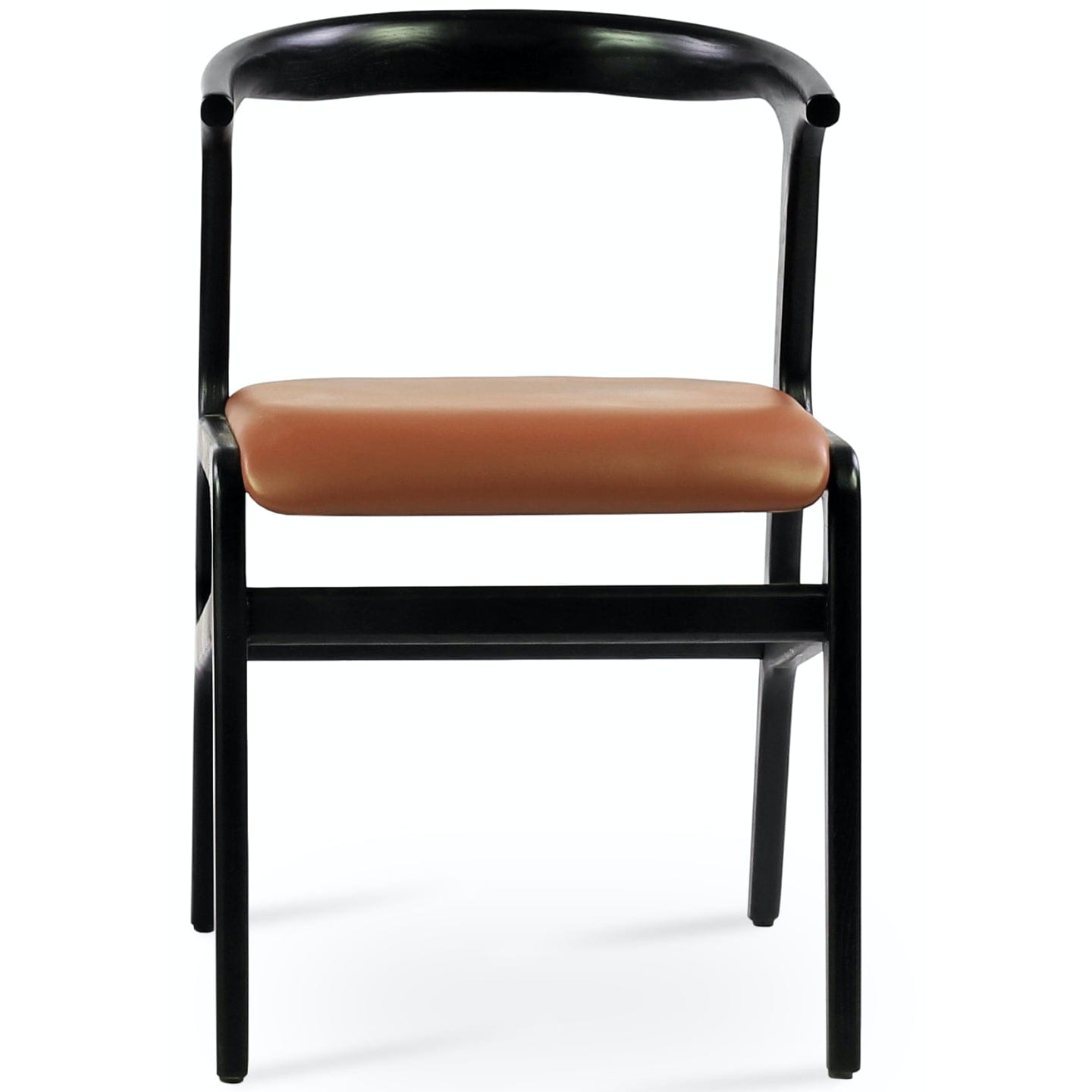Soho Concept morelato-armchair-black-wood-base-faux-leather-seat-dining-chair-in-hazelnut
