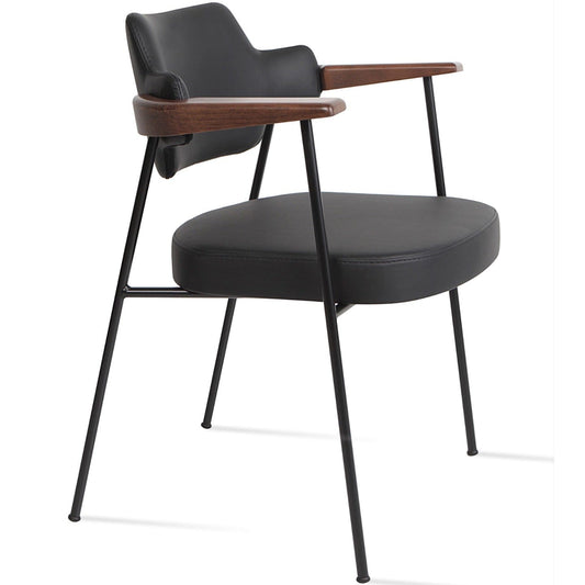 sohoConcept Kitchen & Dining Room Chairs Palu Metal Dining ArmChair | Black Leather Dining Chair