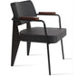 Soho Concept prouve-armchair-black-metal-base-faux-leather-seat-dining-chair-in-black