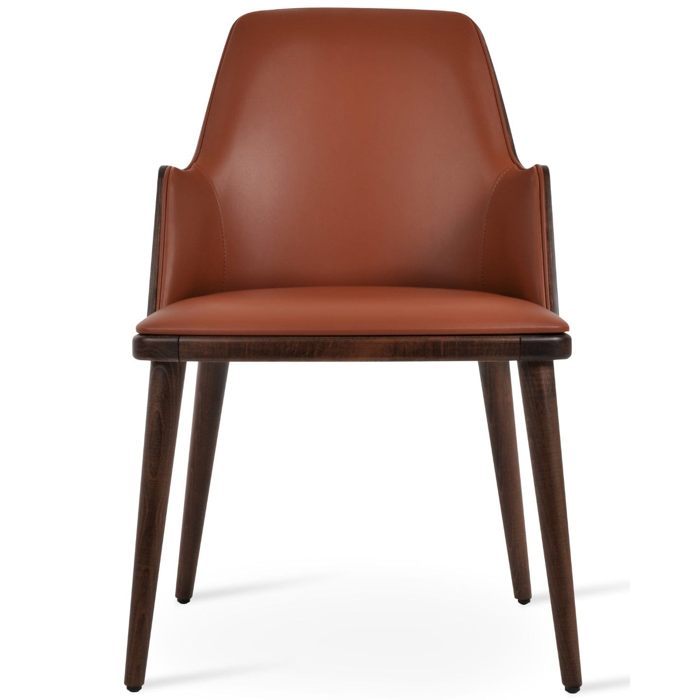sohoConcept Kitchen & Dining Room Chairs RomanoW Wood Dining ArmChair | Brown Leather Parsons Chair