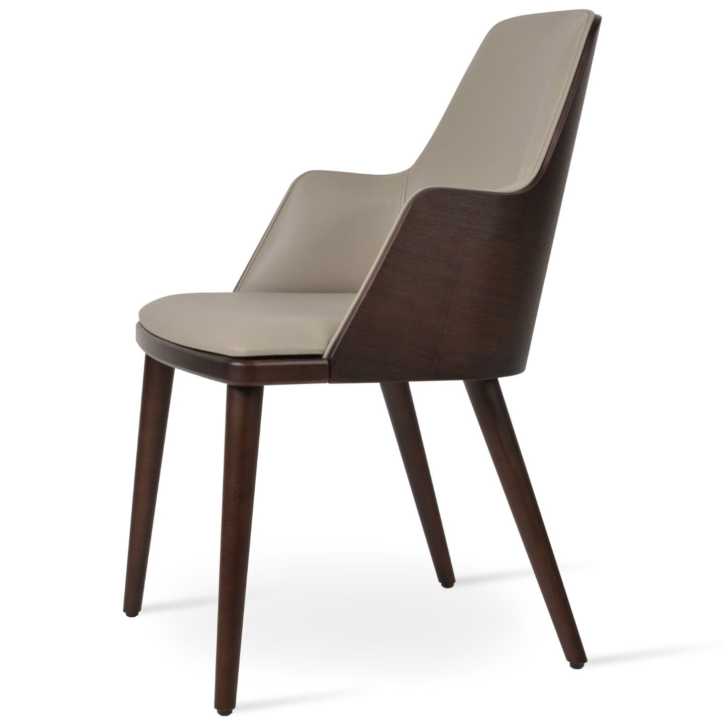 sohoConcept Kitchen & Dining Room Chairs RomanoW Wood Dining ArmChair | Brown Leather Parsons Chair