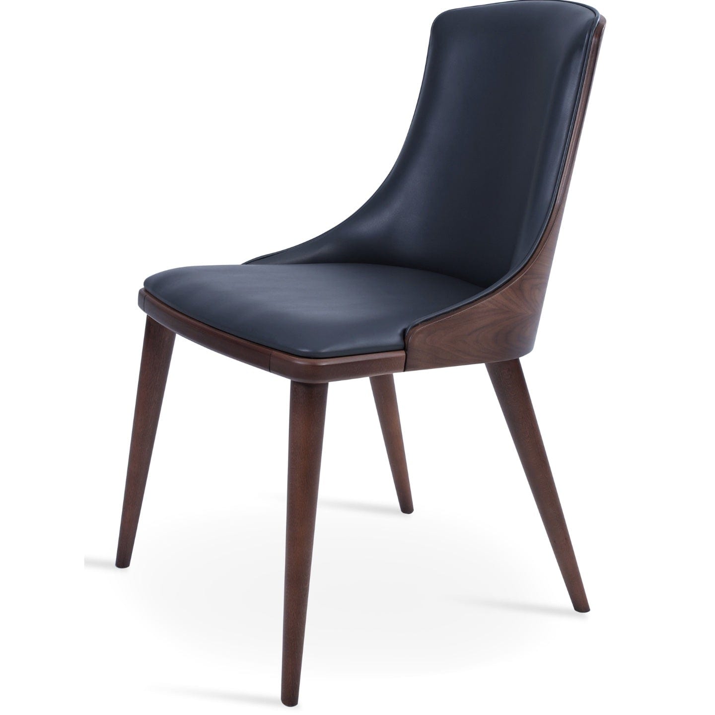 sohoConcept Kitchen & Dining Room Chairs RomanoW Wood Dining Chair | Brown Leather Parsons Chair