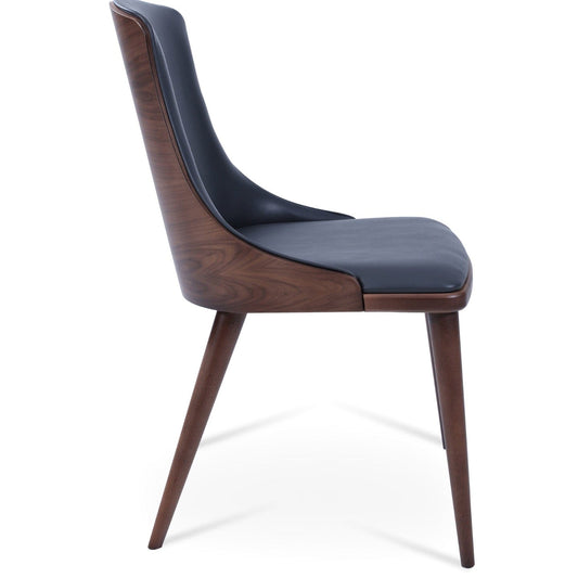sohoConcept Kitchen & Dining Room Chairs RomanoW Wood Dining Chair | Grey Leather Parsons Chair