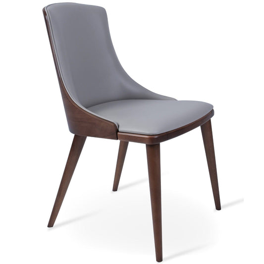 sohoConcept Kitchen & Dining Room Chairs RomanoW Wood Dining Chair | Light Grey Leather Parsons Chair