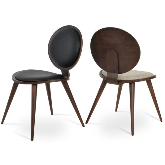 sohoConcept Kitchen & Dining Room Chairs Tokyo Wood Dining Chair | Black Leather Dining Chair