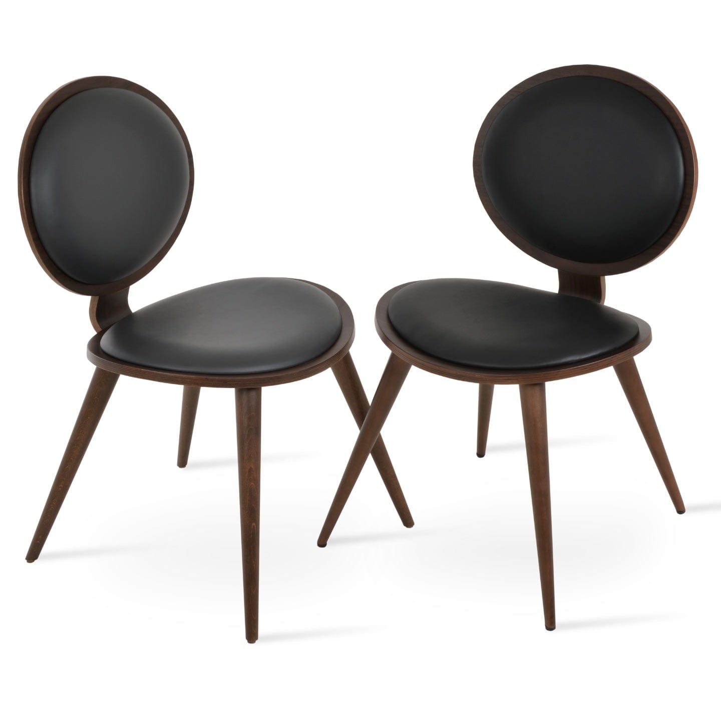 sohoConcept Kitchen & Dining Room Chairs Tokyo Wood Dining Chair | Black Leather Dining Chair