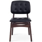 sohoConcept Kitchen & Dining Room Chairs Valencia Tufted Upholstered Chair | Black Leather Wood Dining Chair