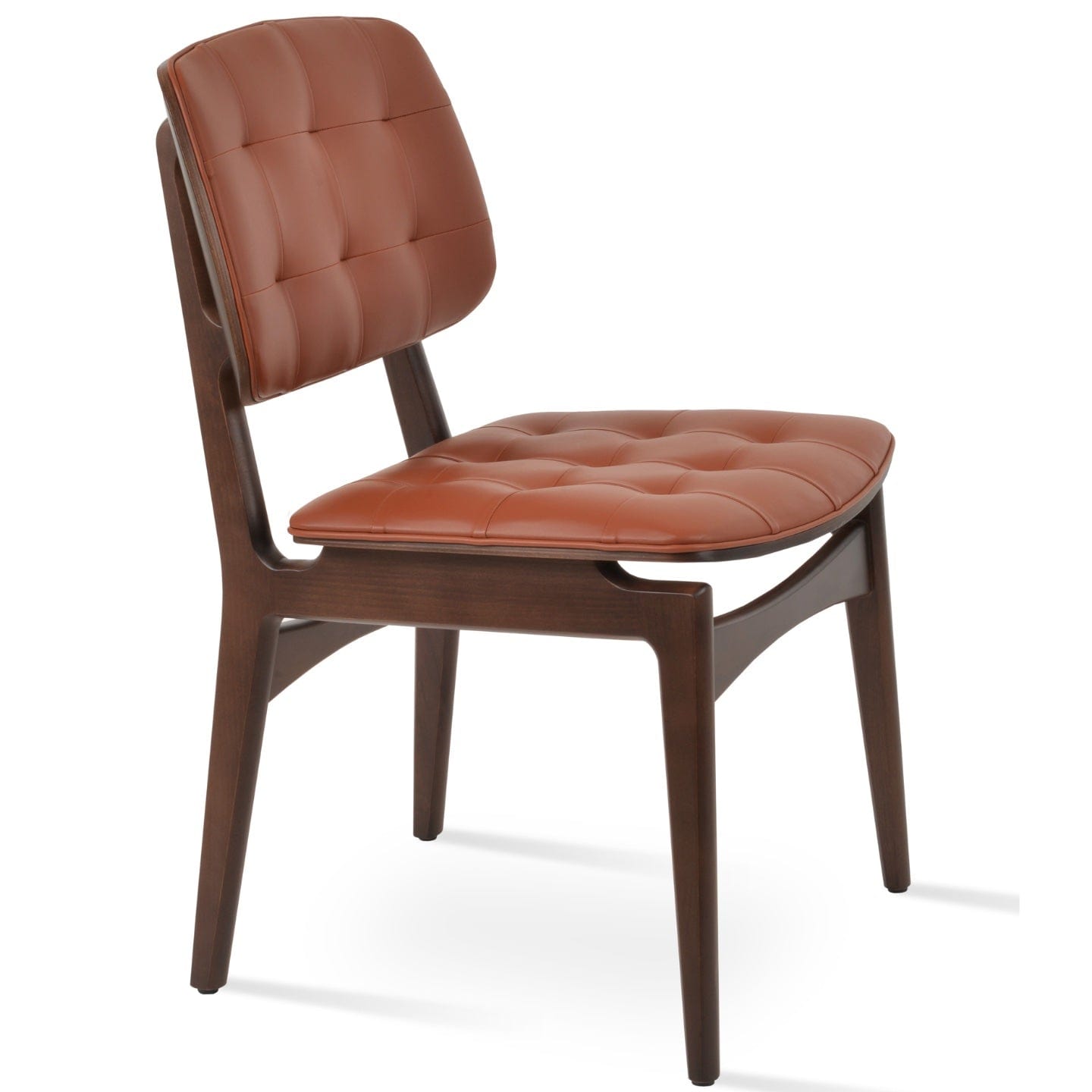 Valencia Tufted Brown Leather Dining Chairs - Your Bar Stools
