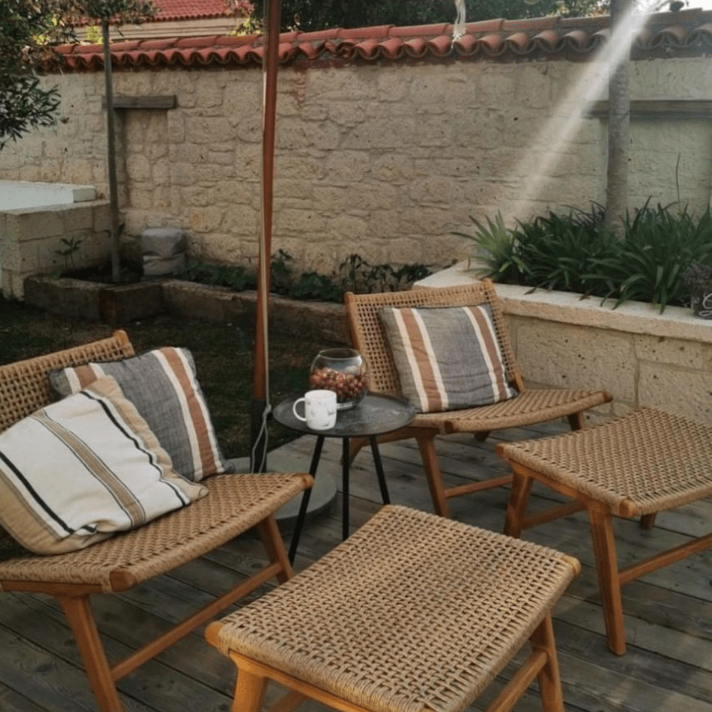 sohoConcept Outdoor Chairs Calava Teak Ottoman Foot Stool