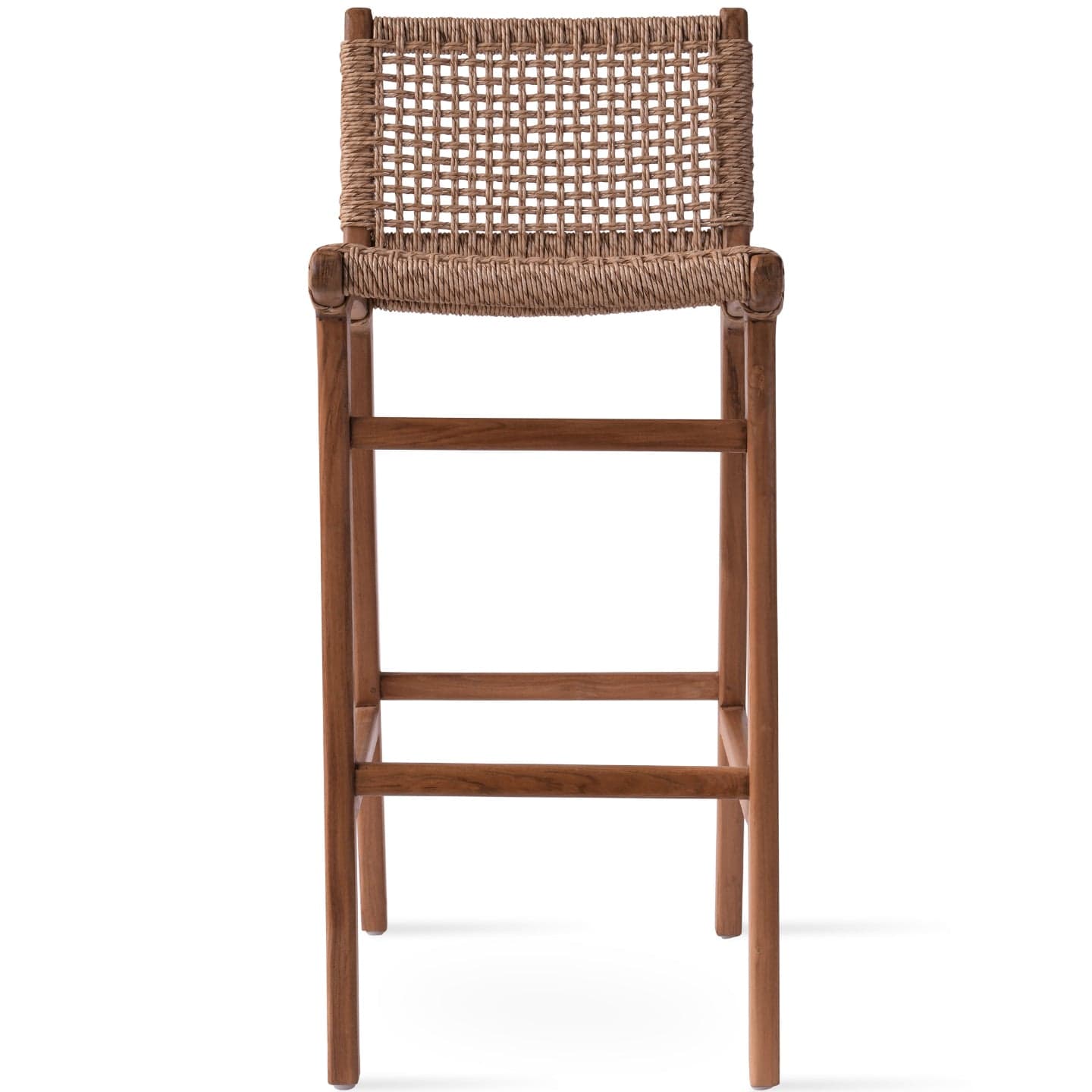 sohoConcept Outdoor Chairs Paramus Outdoor Bar Stool | Teak Wood | Full Wicker Rattan Barstool