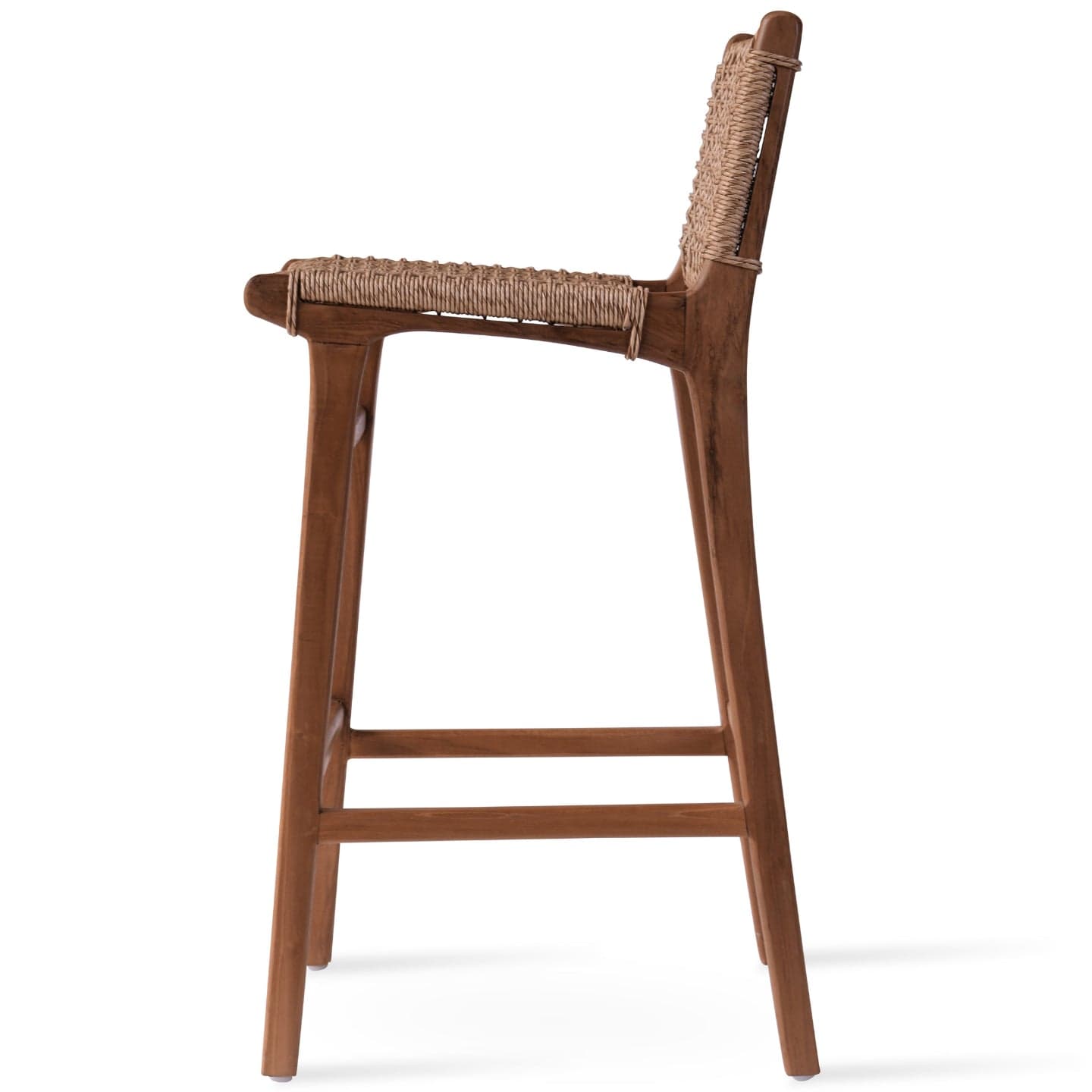sohoConcept Outdoor Chairs Paramus Outdoor Bar Stool | Teak Wood | Full Wicker Rattan Barstool