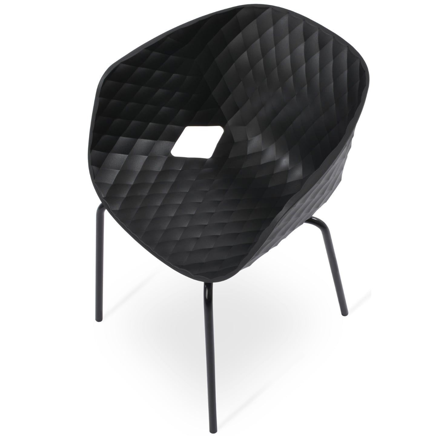 sohoConcept Outdoor Chairs Uni-Ka 594 Outdoor Dining Armchair | Metal Base | Plastic Seat | Stackable Patio Tube Chair in Black