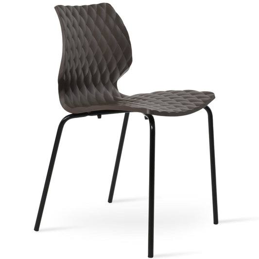 sohoConcept Chaises d'extérieur Uni 550 Chaise de salle à manger d'extérieur | Socle en métal | Siège en plastique | Chaise de patio empilable en brun