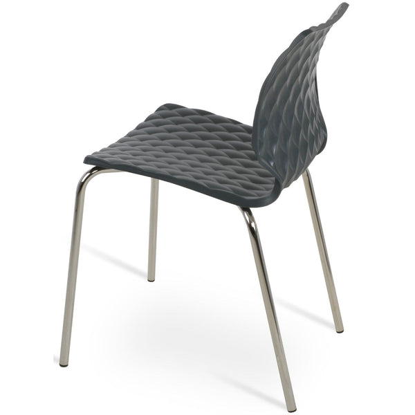 sohoConcept Outdoor Chairs Uni 550 Outdoor Dining Chair | Metal Base | Plastic Seat | Stackable Patio Chair in Anthracite