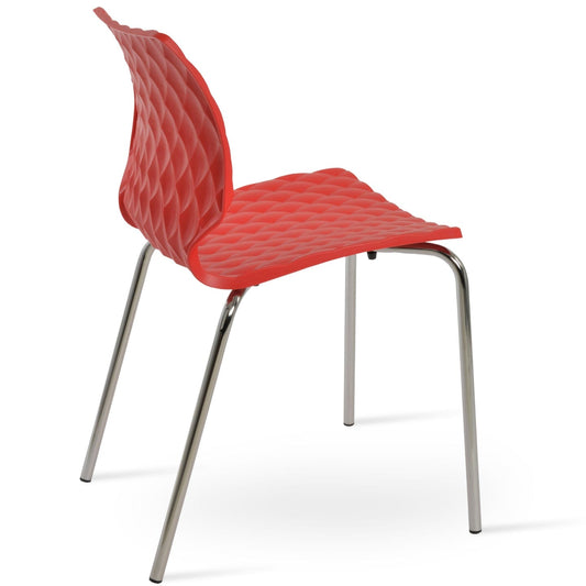 sohoConcept Chaises d'extérieur Uni 550 Chaise de salle à manger d'extérieur | Socle en métal | Siège en plastique | Chaise de patio empilable en rouge