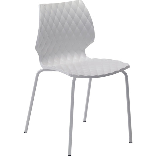 sohoConcept Chaises d'extérieur Uni 550 Chaise de salle à manger d'extérieur | Socle en métal | Siège en plastique | Chaise de patio empilable en blanc