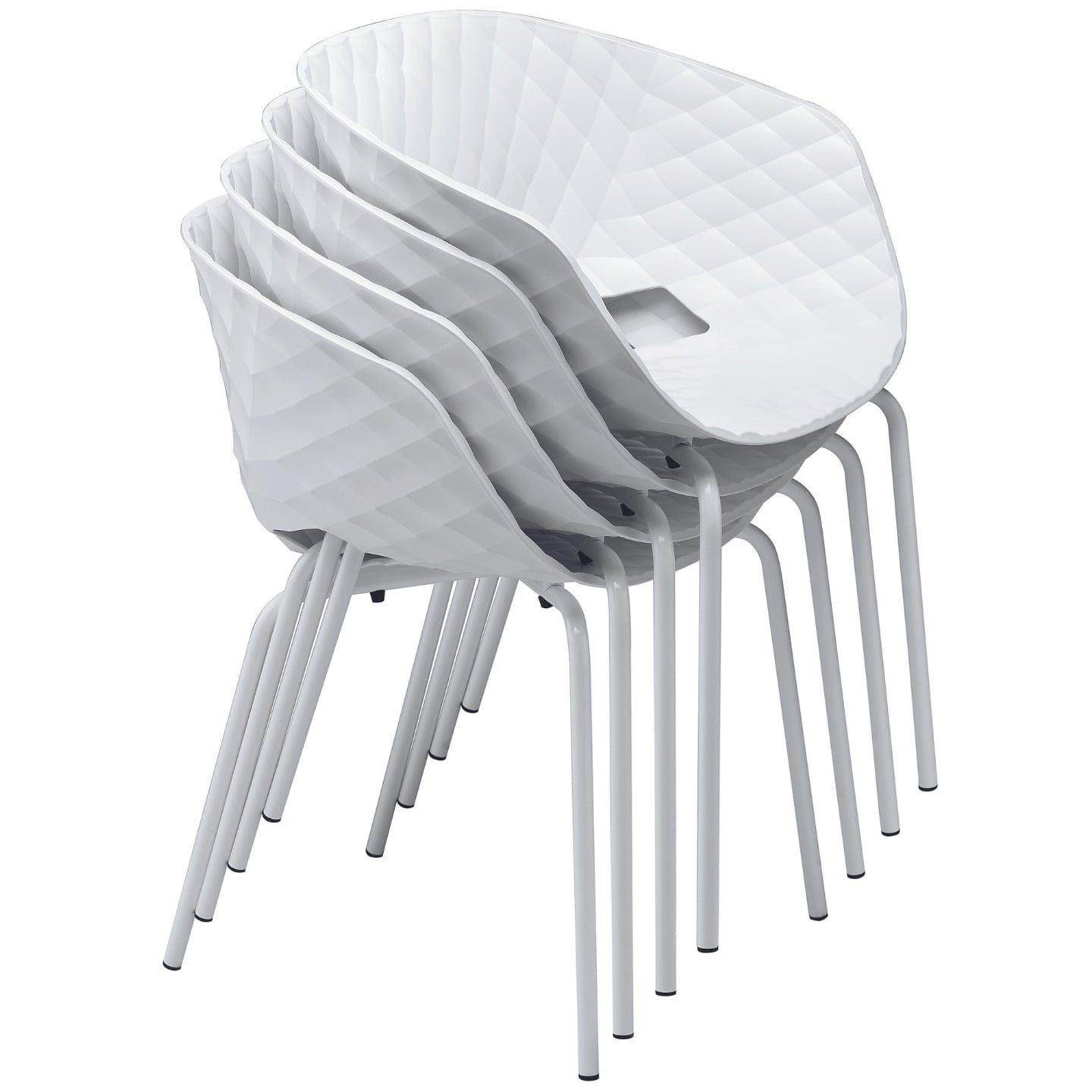 sohoConcept Outdoor Chairs Uni-Ka 594 Outdoor Dining Armchair | Metal Base | Plastic Seat | Stackable Patio Tube Chair in White