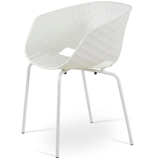 White Outdoor Chairs Uni Plastic Stackable Patio Chairs - Your Bar Stools Canada