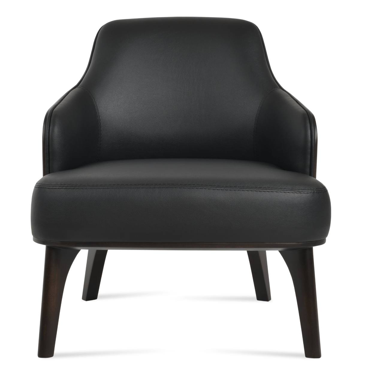 Saphire Rounded Black Leather Armchair - Your Bar Stools Canada