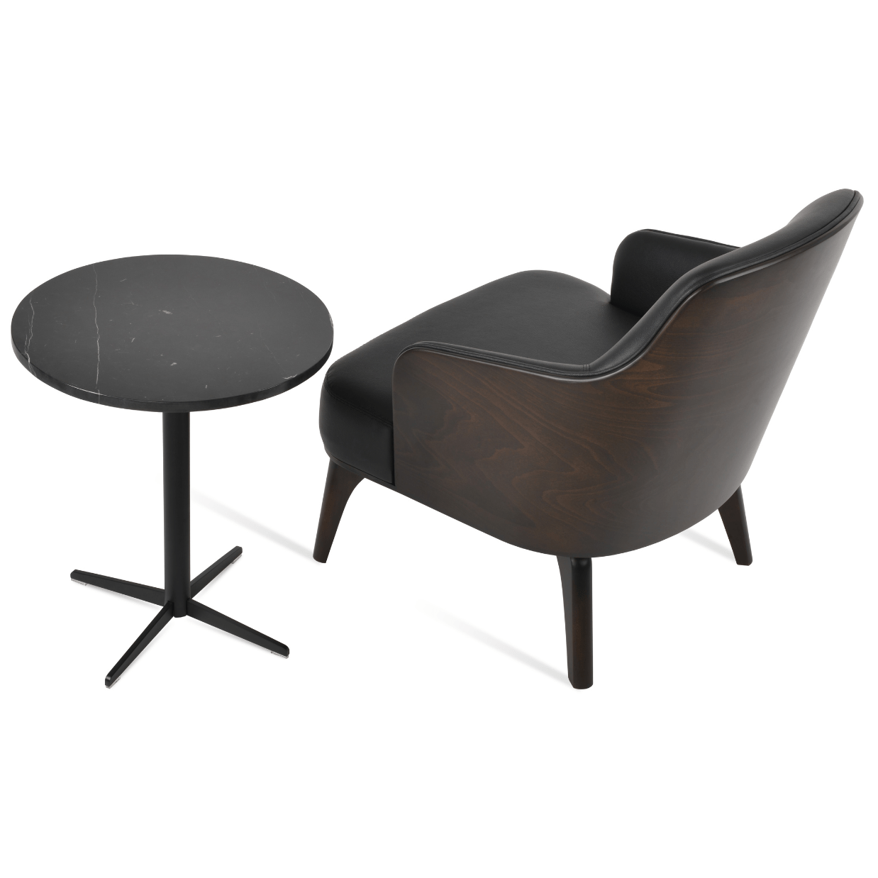 Saphire Rounded Black Leather Armchair - Your Bar Stools Canada