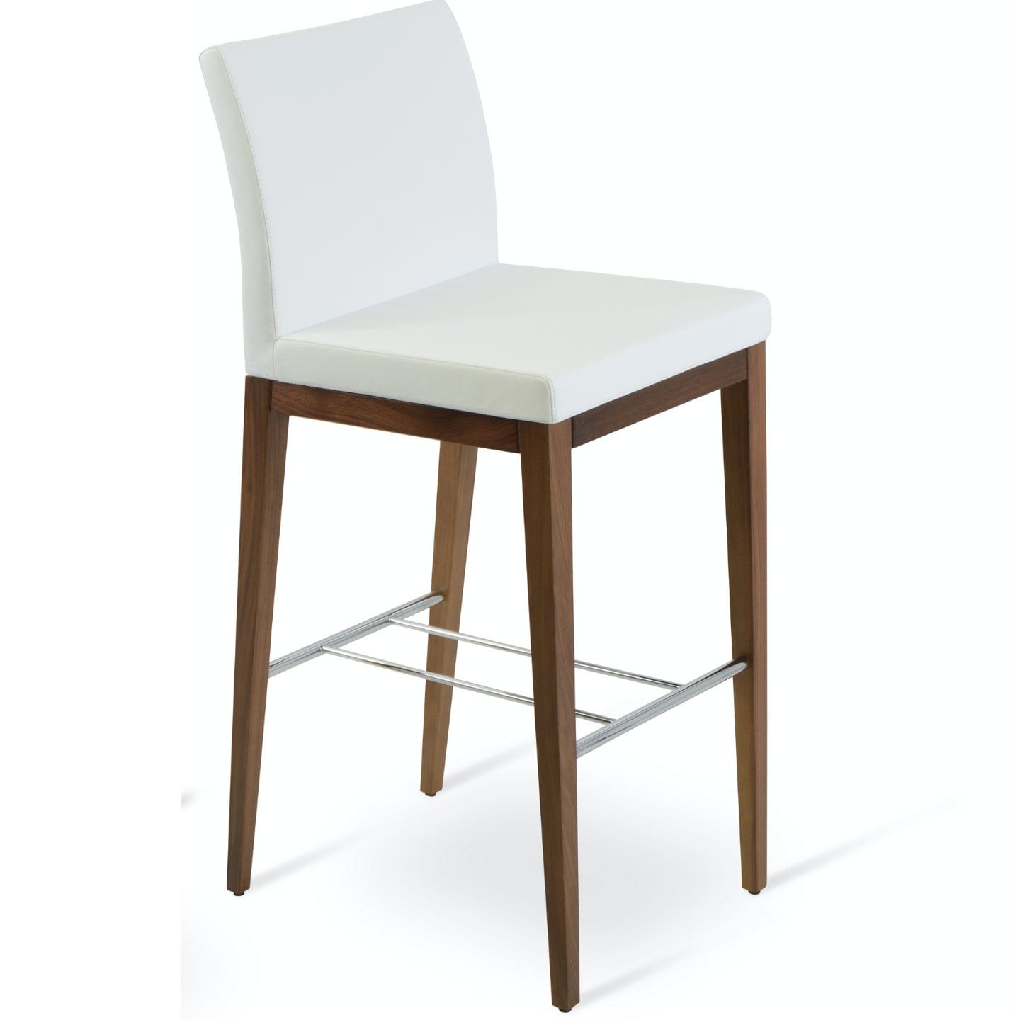 Soho Concept aria-wood-wood-base-faux-cuir-siège-cuisine-comptoir-tabouret-en-blanc