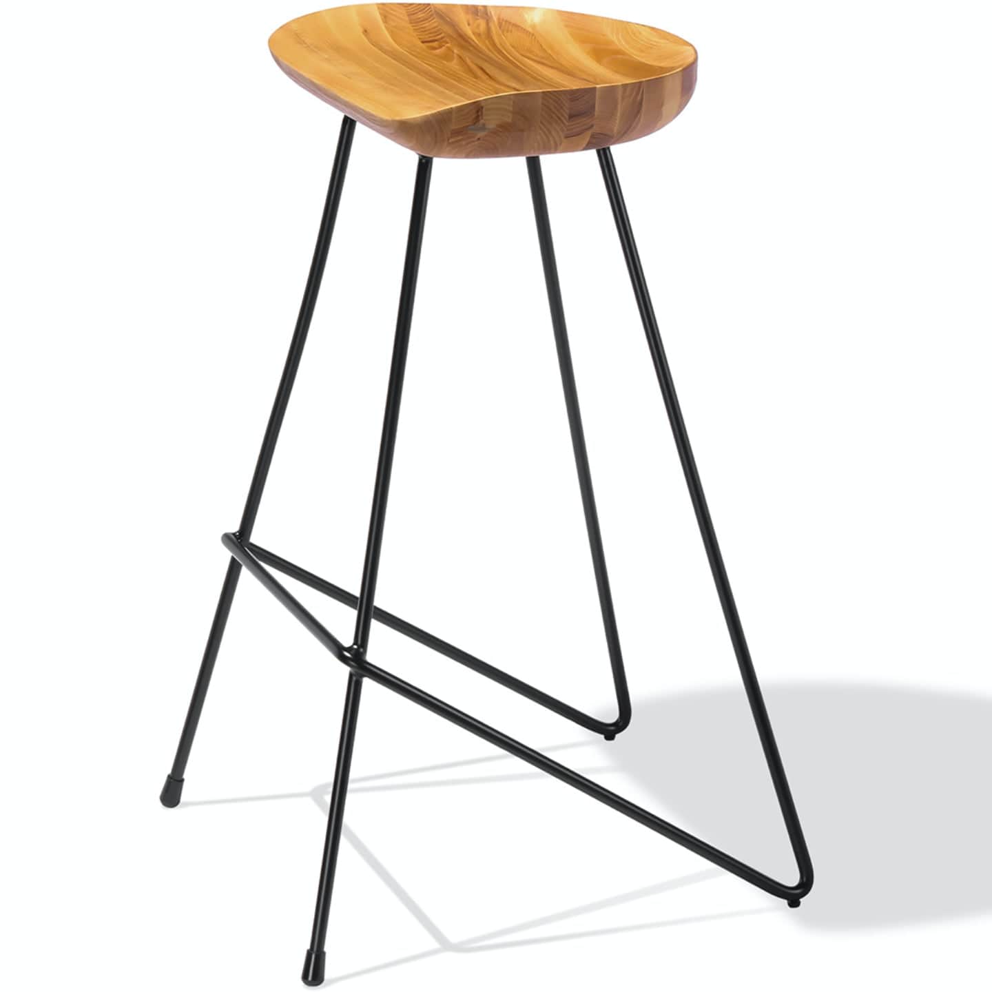 Soho Concept cattelan-industrial-black-metal-wire-base-wood-seat-kitchen-counter-stool-in-natural
