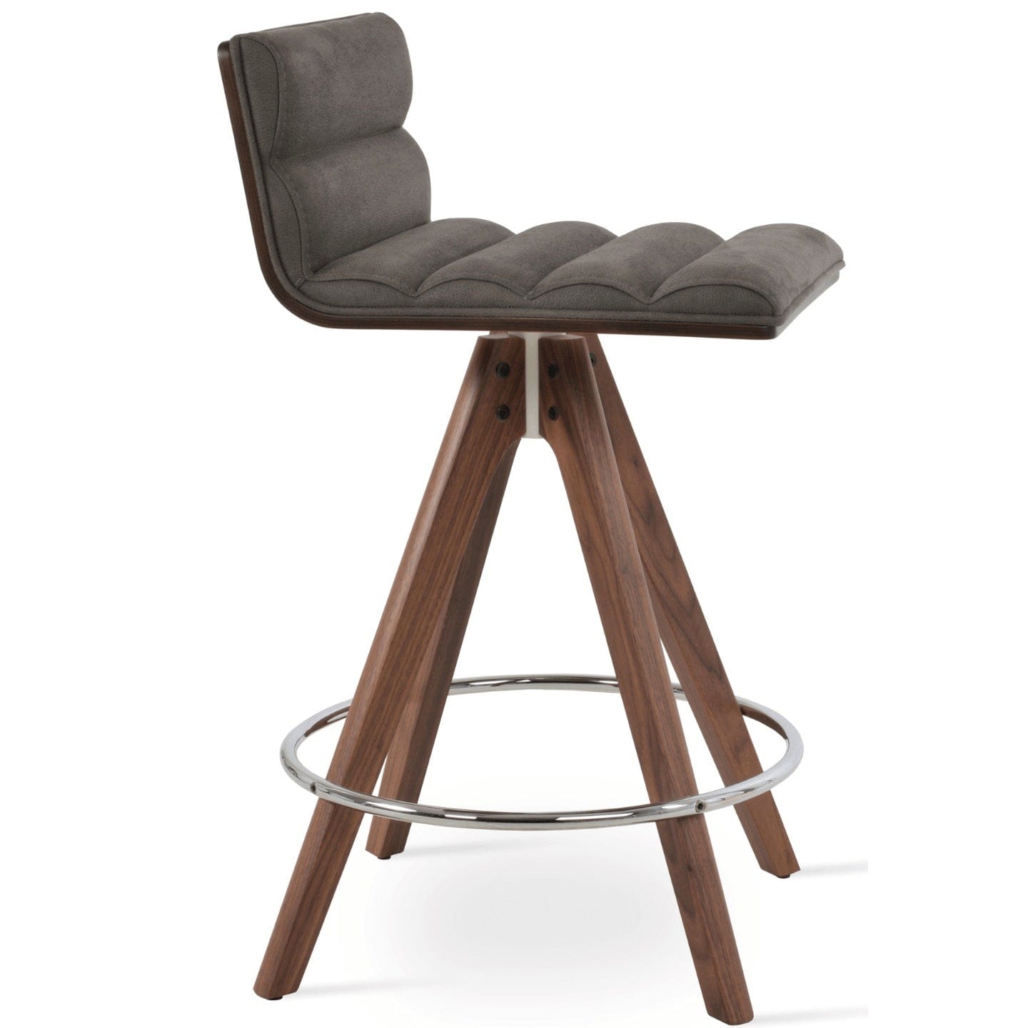 sohoConcept Table & Bar Stools Corona Comfort Nubuck Seat | Pyramid Swivel Wood Base Barstools
