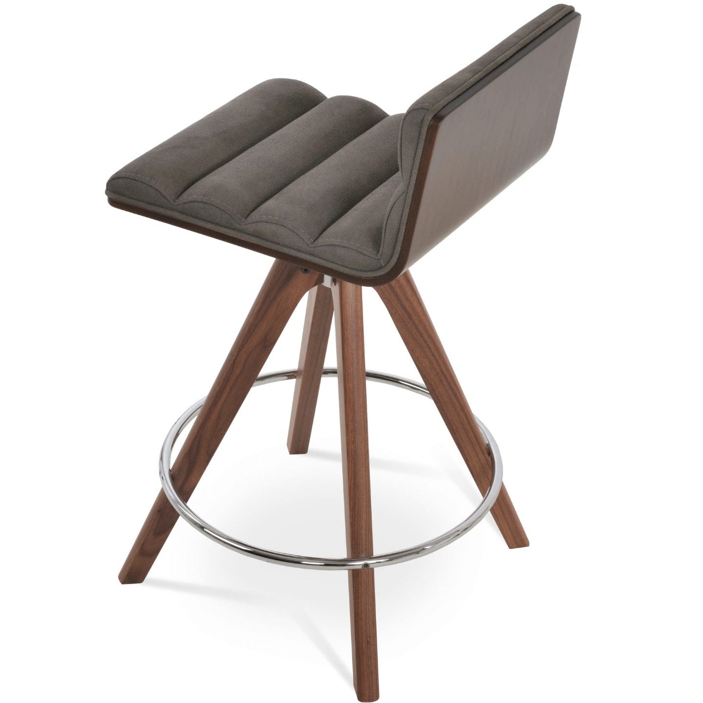 sohoConcept Table & Bar Stools Corona Comfort Nubuck Seat | Pyramid Swivel Wood Base Barstools