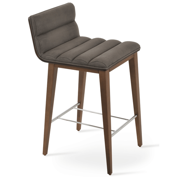 sohoConcept Table & Bar Stools Corona Comfort Nubuck Seat | Wood Base Barstools
