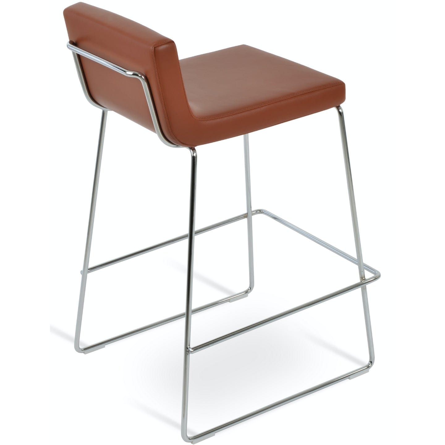 Soho Concept dallas-wire-handle-back-metal-wire-base-faux-leather-seat-kitchen-stool-in-cinnamon