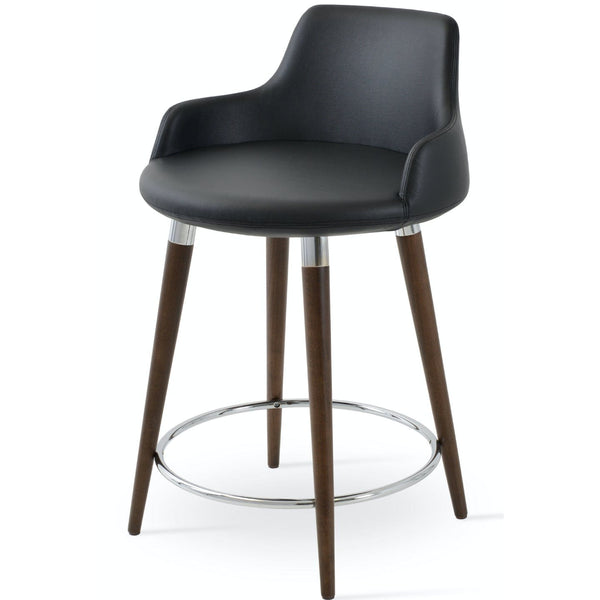 Soho Concept dervish-wood-wood-base-leatherette-seat-kitchen-counter-stool-in-black