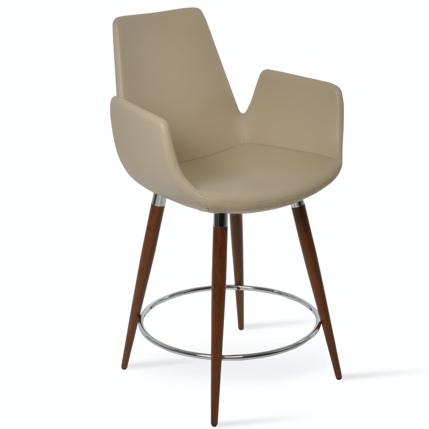 Soho Concept eiffel-arm-ana-wood-base-faux-leather-seat-kitchen-counter-stool-in-wheat